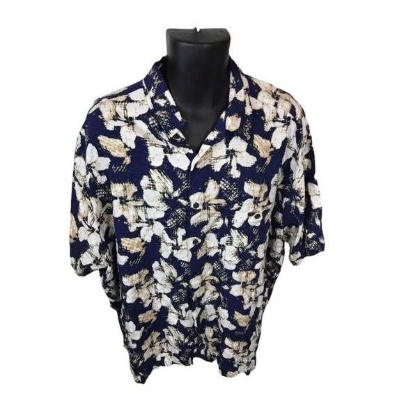 Munsingwear Mens Hawaiian Button Up Shirt Short Sleeve Blue Size XXL Set of 2 - Picture 3 of 12